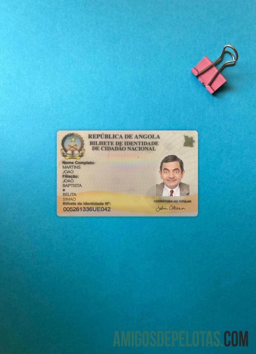 Angola ID Card 2021 Present olhar de foto frente modelo